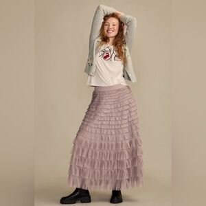Lucky Brand Ruffled Maxi Pink Skirt M